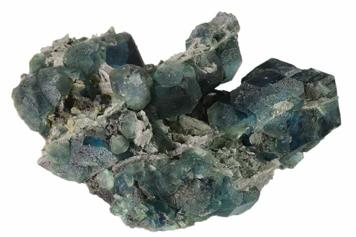 Blue-Green Fluorite on Sparkling Quartz - China #138076